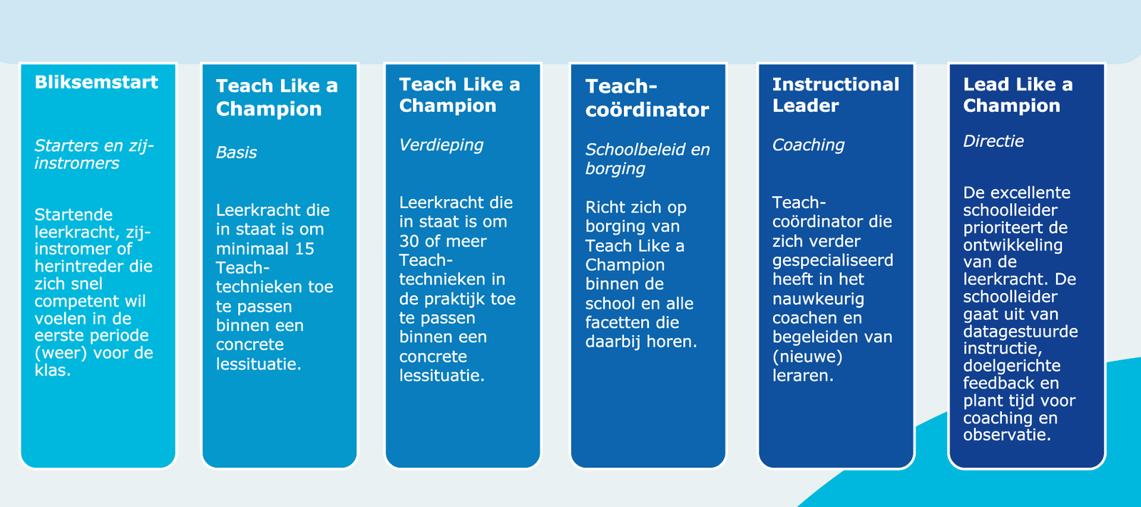 Teach integraal 6 niveaus van professionaliseren
